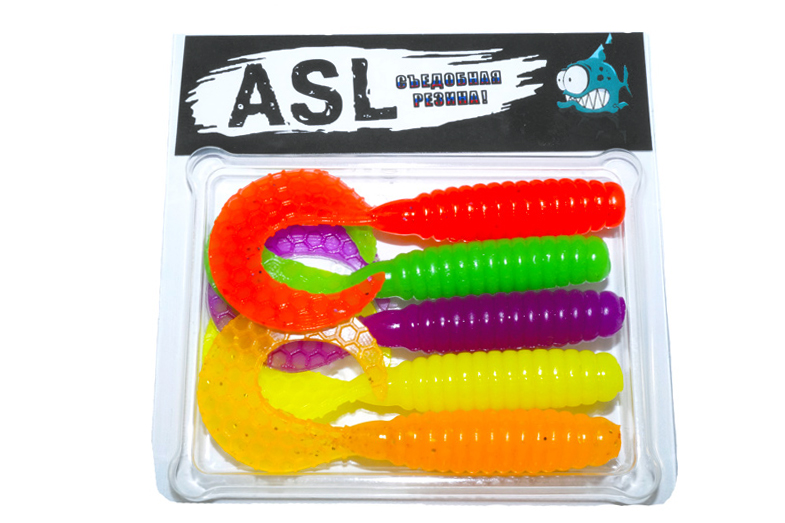 Силиконовая приманка ASL "Твистер" цвет "mix 3", L-4см (1.8"), 12шт/уп