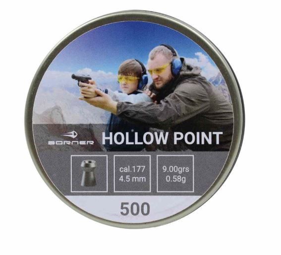 Пуля пневм. Borner "Hollow Point",  4,5 (500 шт.) 0,58гр. (30 шт в коробке)