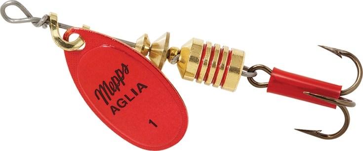 Блесна MEPPS Aglia Platium 1 (сердечник серебро, красный лепесток)