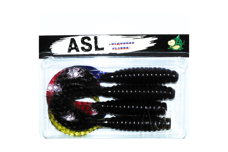 Силиконовая приманка ASL "Твистер" цвет "mix 2", L-10см (4") 4шт/уп