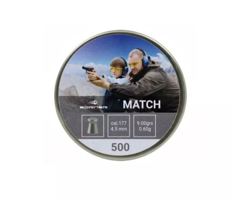 Пуля пневм. Borner " Match",  4,5 (500 шт.) 0,60гр. (30 шт в коробке)